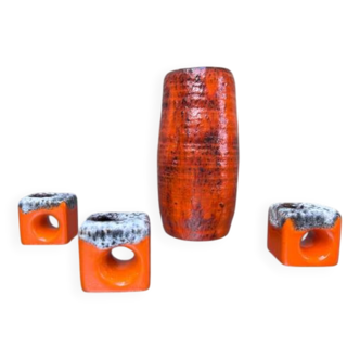 4 Mid-Century Modern Thick Lava Vases from the 1960s