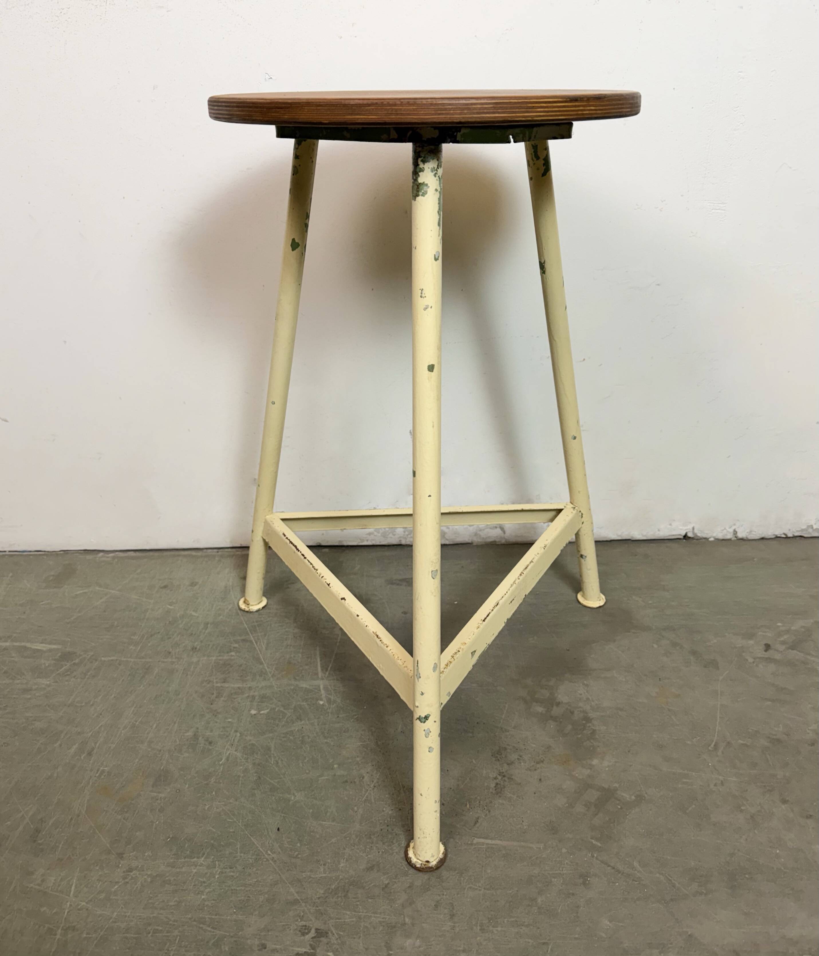 Beige Industrial Workshop Stool, 1960s