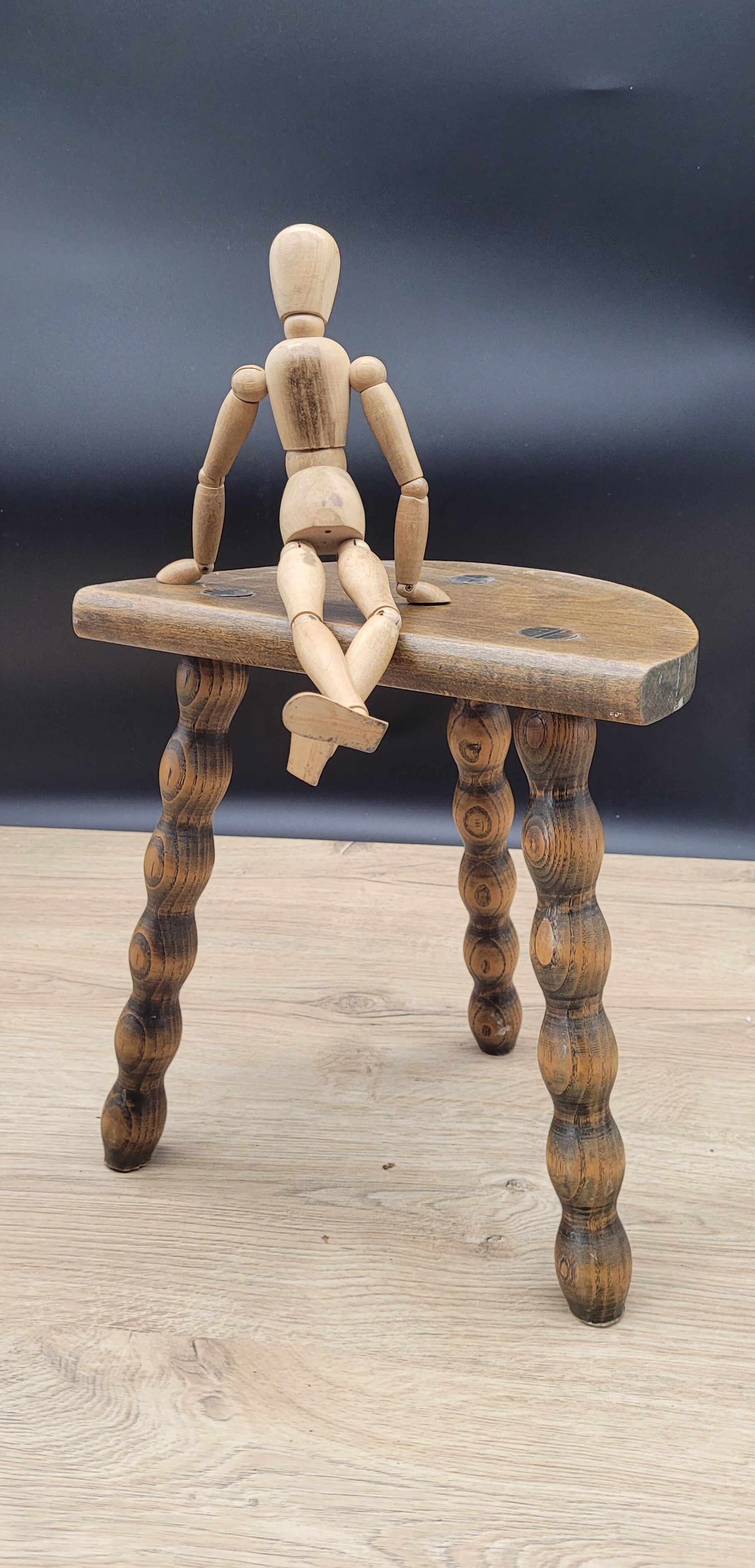 Stool tripod feet balls patina