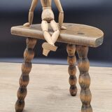 Stool tripod feet balls patina