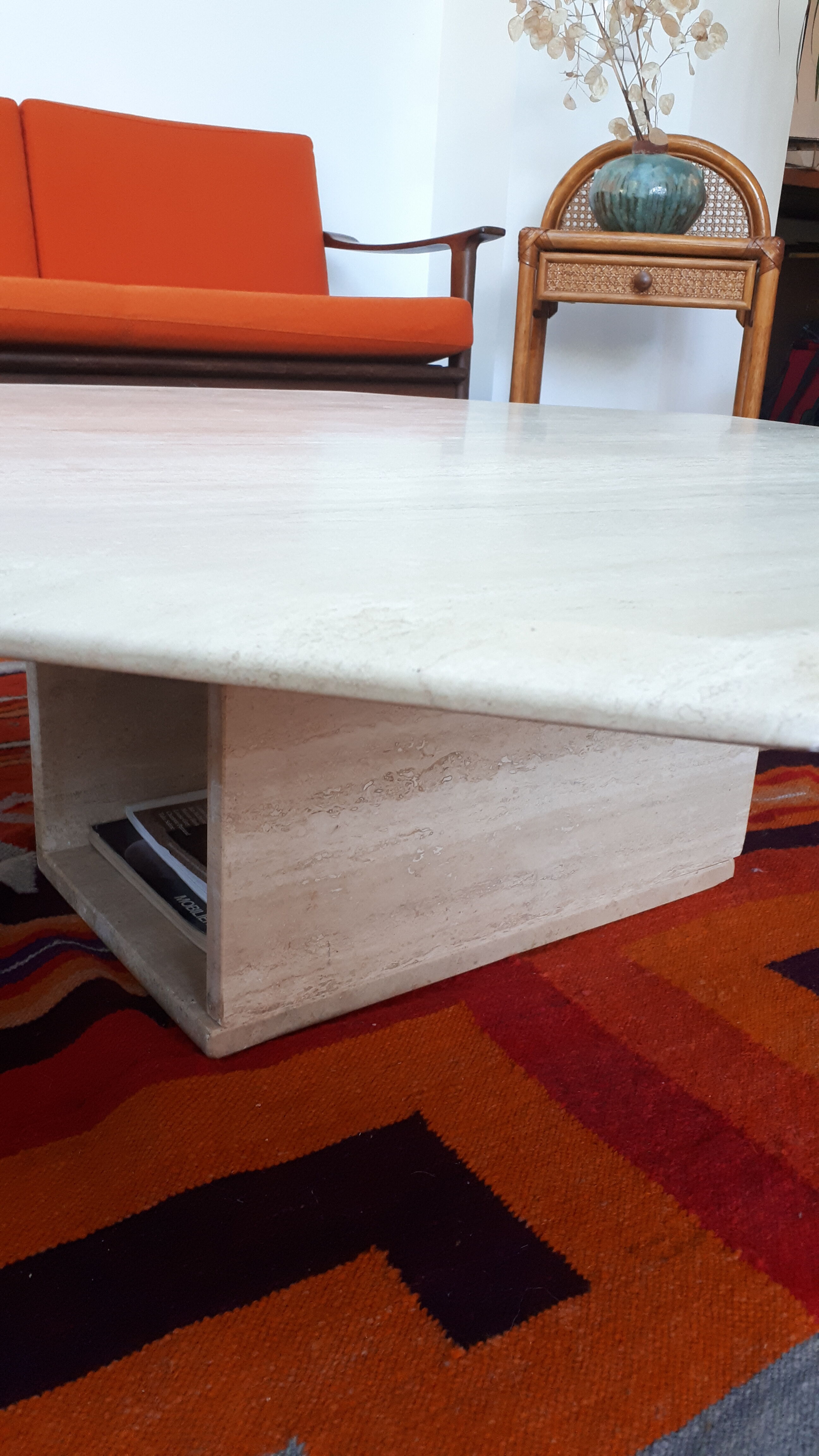 70s travertine coffee table