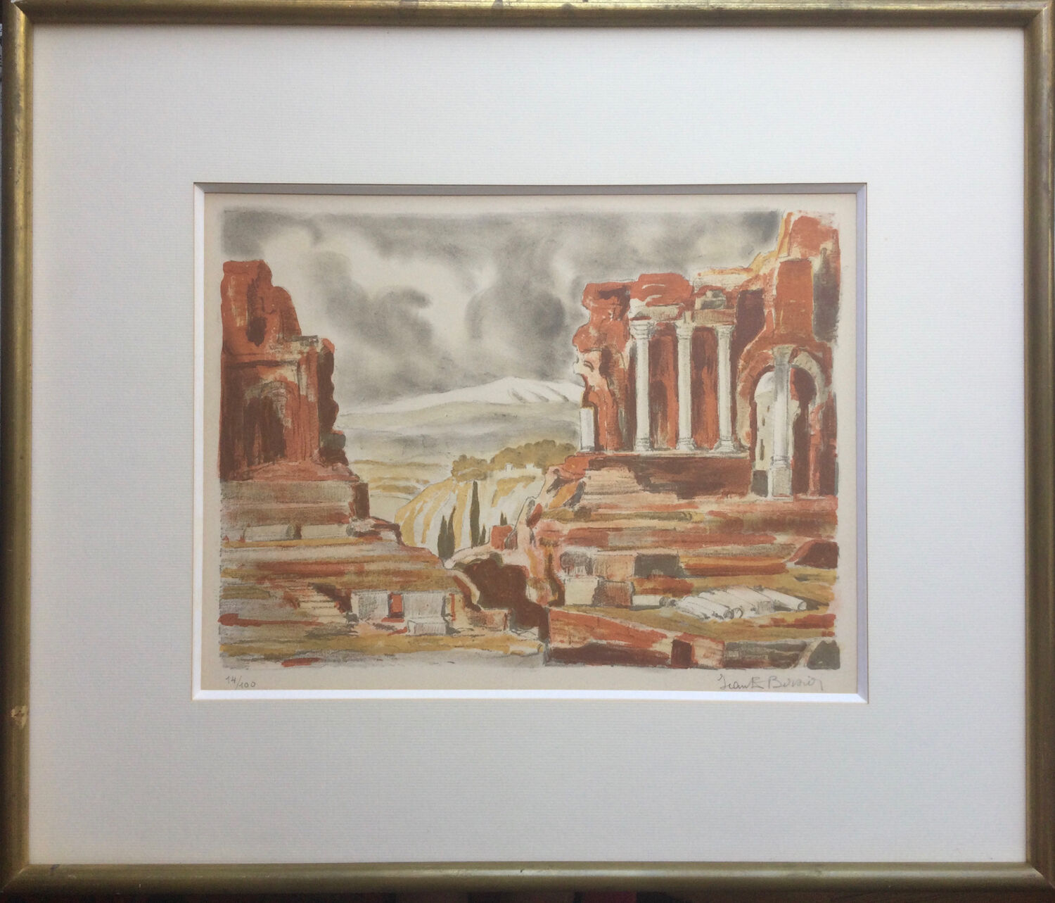 The Acropolis. Lithograph by Jean-Eugène BERSIER (1896-1978).