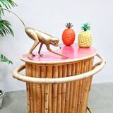 Vintage curved rattan bamboo cocktail bar Tiki bar
