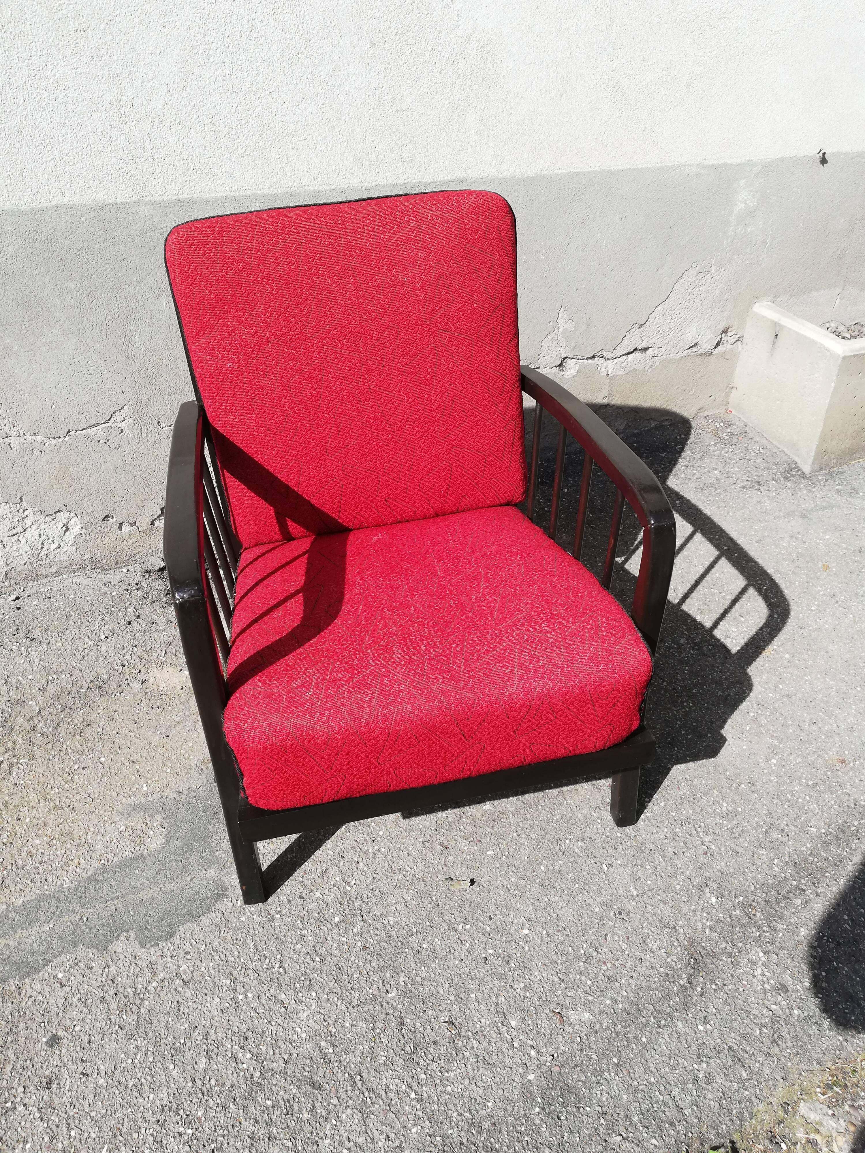 Armchair years 50 red fabric