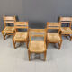 Ensemble de 5 chaises en bois de pin par GM Mobler, années 1960.
