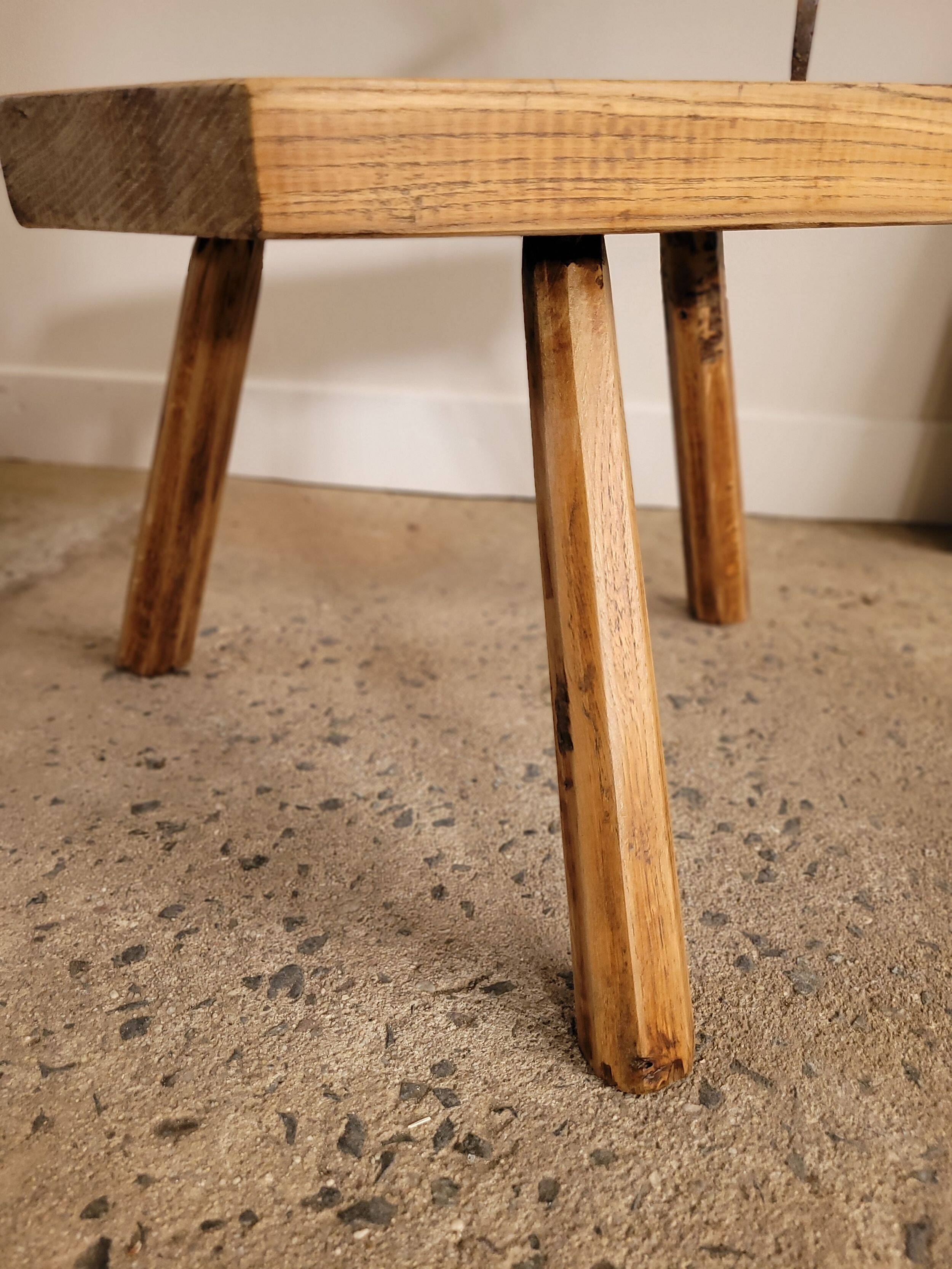 Small brutalist wooden stool