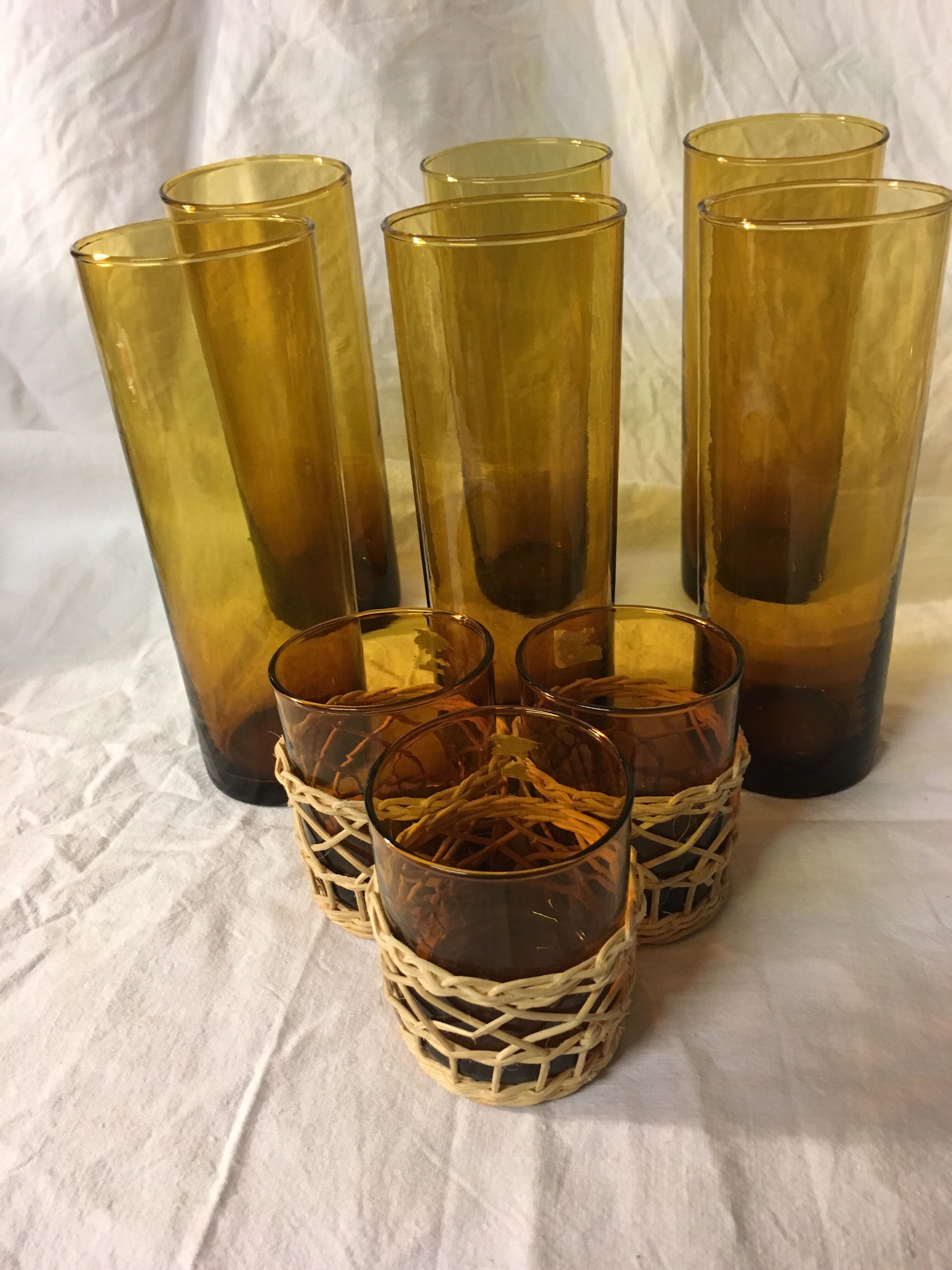 Lot of amber glasses