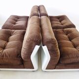 Set of 4 brown Amanta lounge chairs by Mario Bellini for C&B Italia