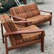 Vintage Scandinavian living room from the 1970s in teak and fabric.