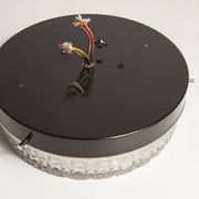S+ Megal round ceiling light in black and opaque Swiss machined glass 90
