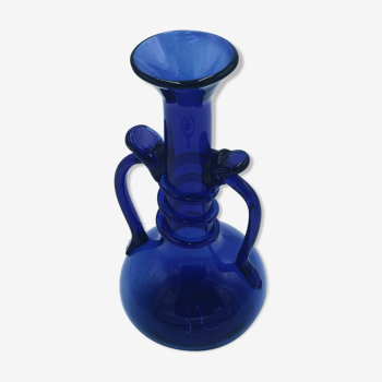 Blue glass vase, Art Nouveau