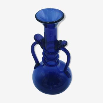 Vase en verre bleu , Art Nouveau