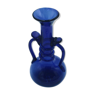 Blue glass vase, Art Nouveau