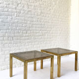 Tables d’appoint laiton & verre fumé