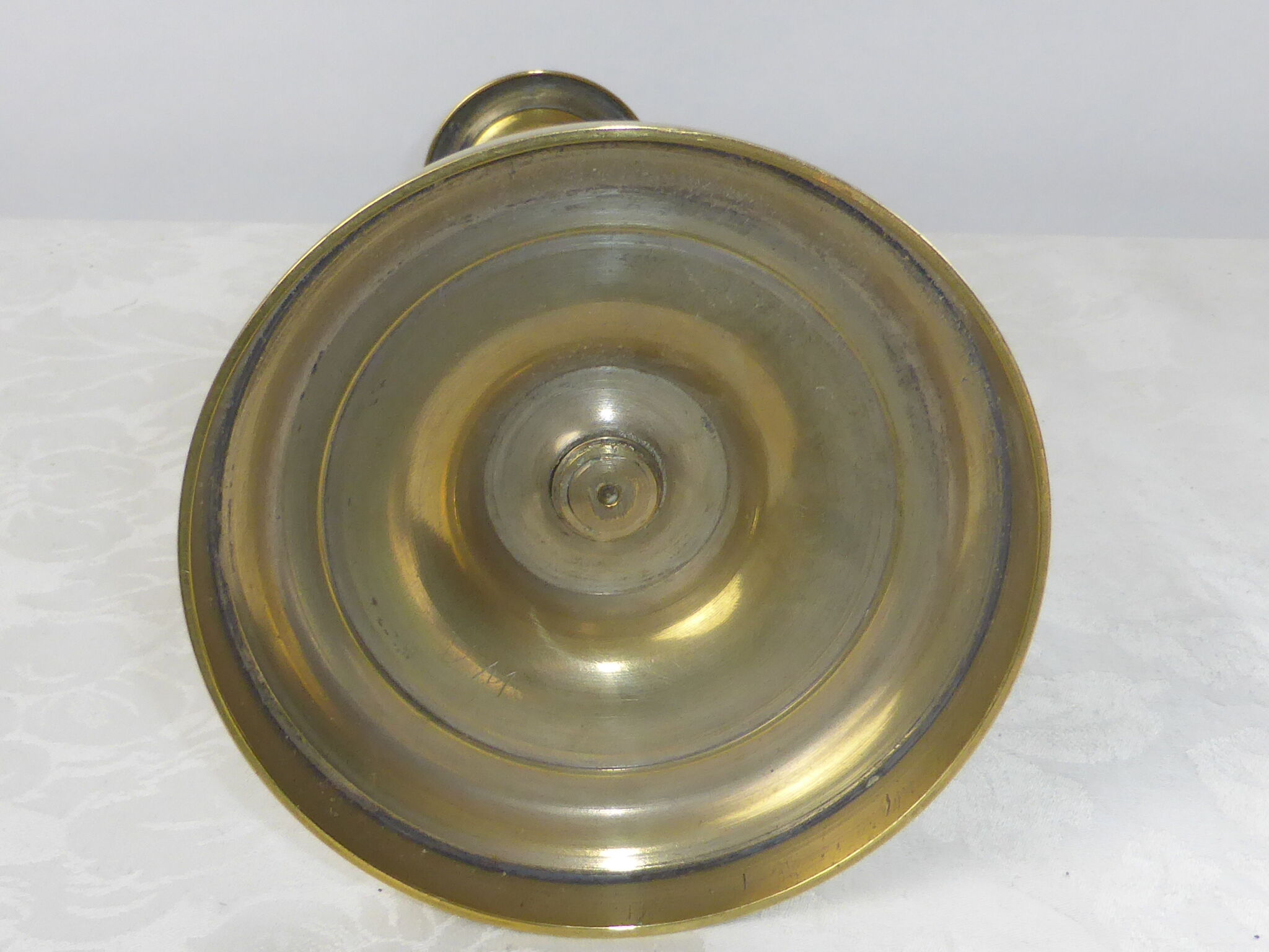 Old candlestick baluster foot round gilded brass-Ht 26cm