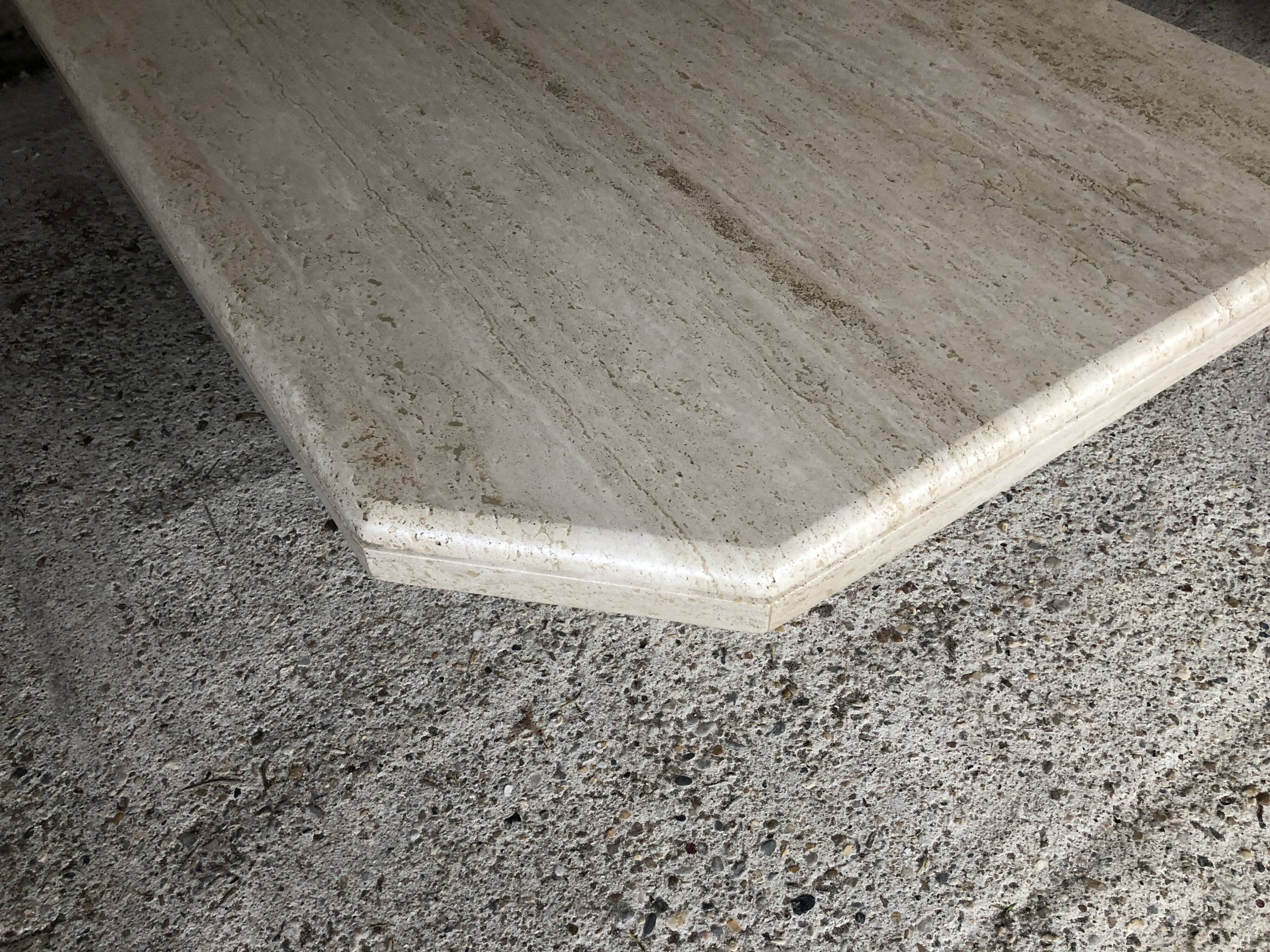 Large octagonal coffee table in 70s/80s travertine