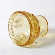 Godinger Amber Honey Pressed Glass Pedestal Bowl – Vintage USA 2000s