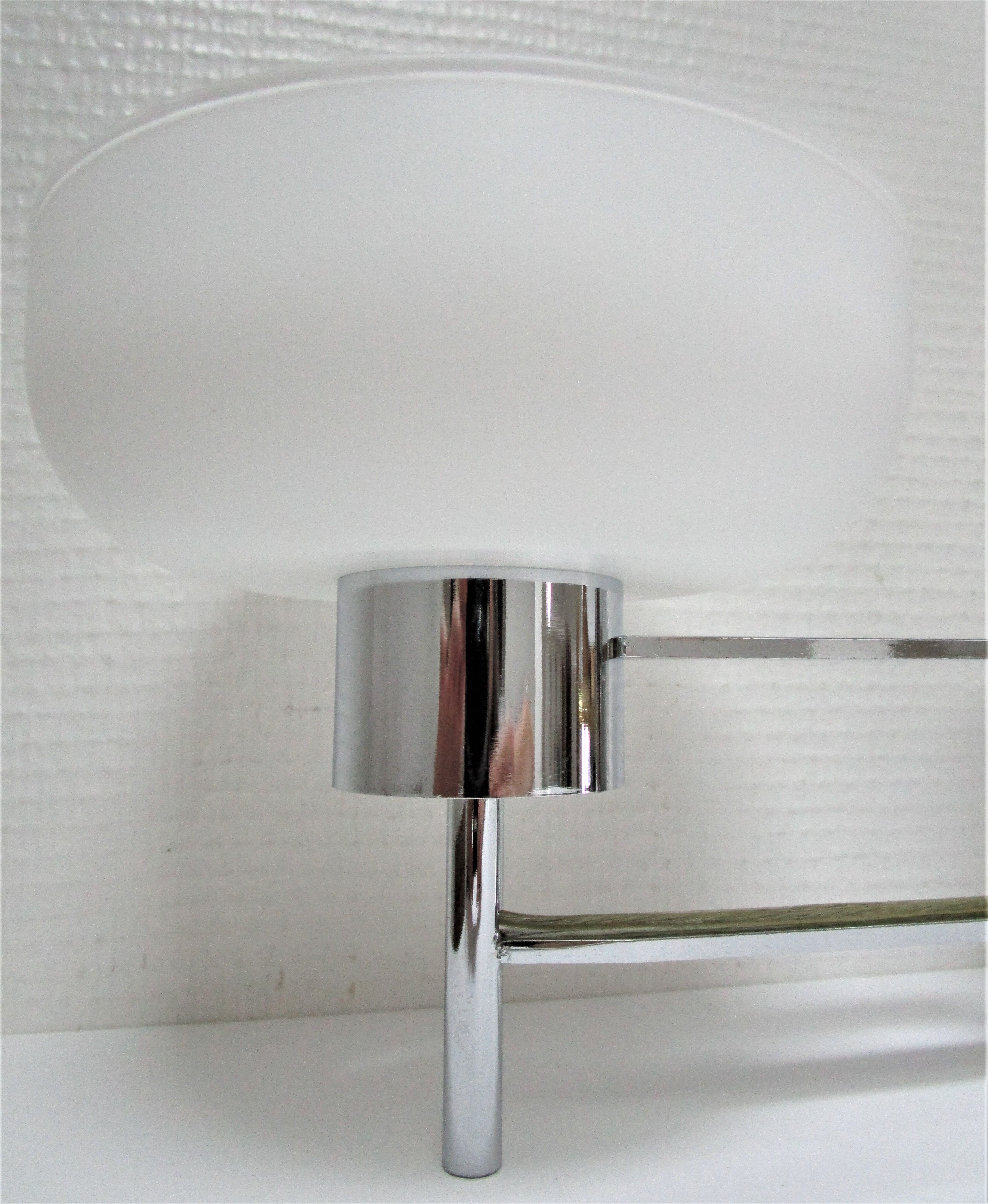 Pair of opaline and chrome wall lamps design 70s