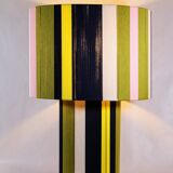 Lampe en fils de coton bleu marine, vert olive et jaune, "L'Elégante"