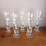Set of 5 floral champagne glasses