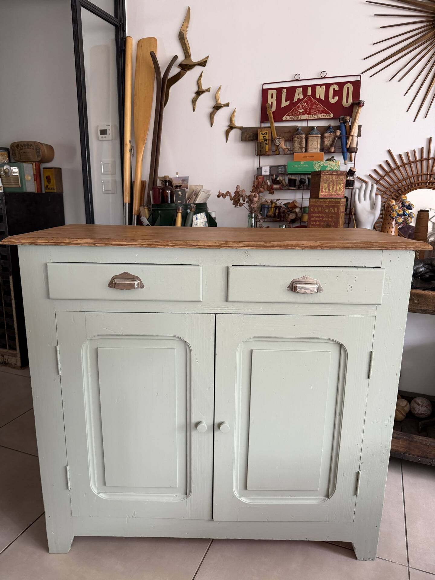 Vintage green almond Parisian buffet
