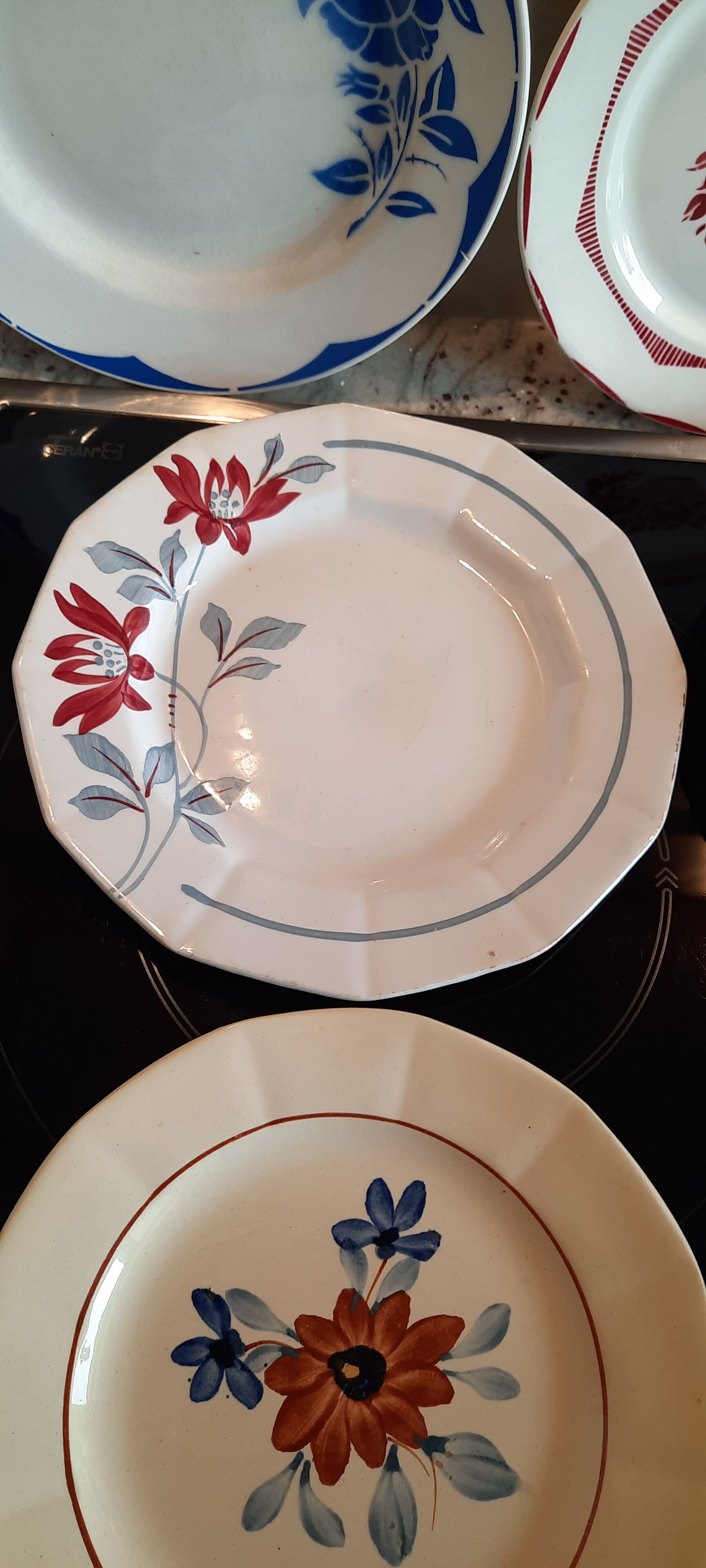 Old flat faience plates