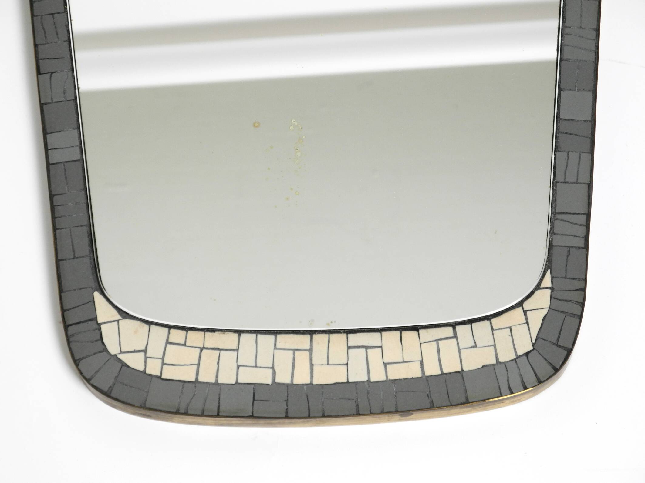 Mid Century mosaic wall mirror with brass frame by Münchner Zierspiegel