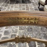2 Antique Brass Dining Chairs with Inlaid Backs