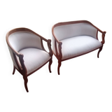 Salon 2 pièces gondoles style Empire à accoudoirs cols de cygnes