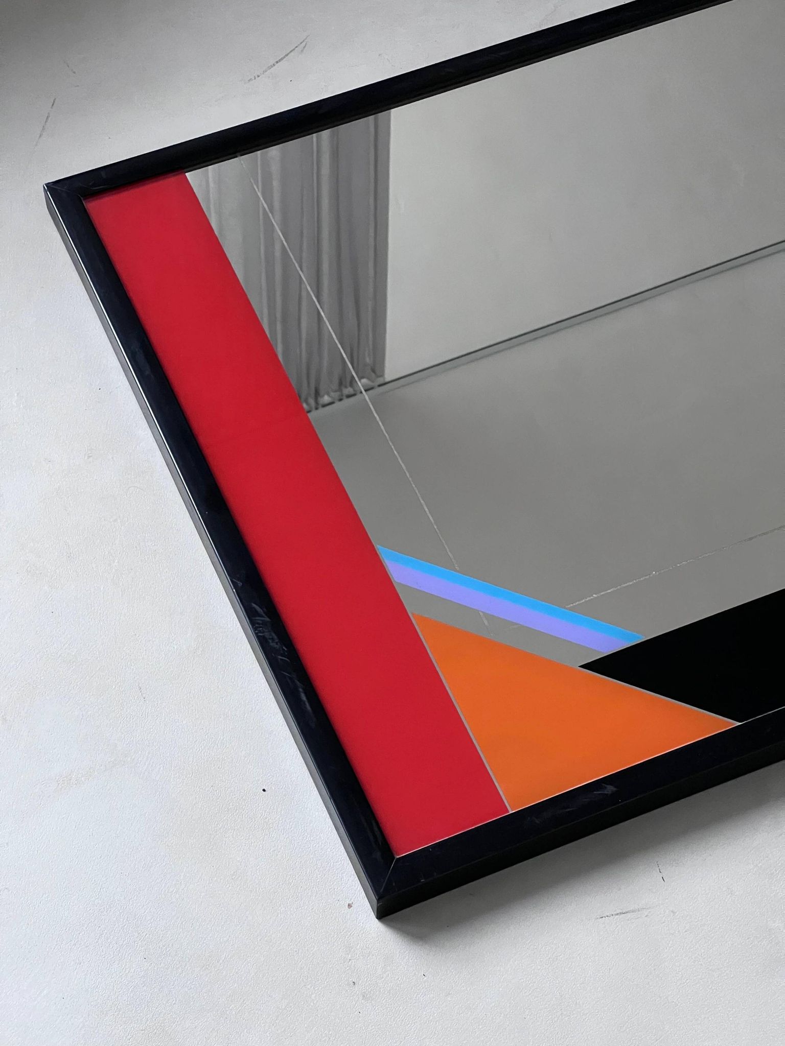 Decorative Art Mirror by Italian artist Eugenio Carmi , Memphis Style , Fun !