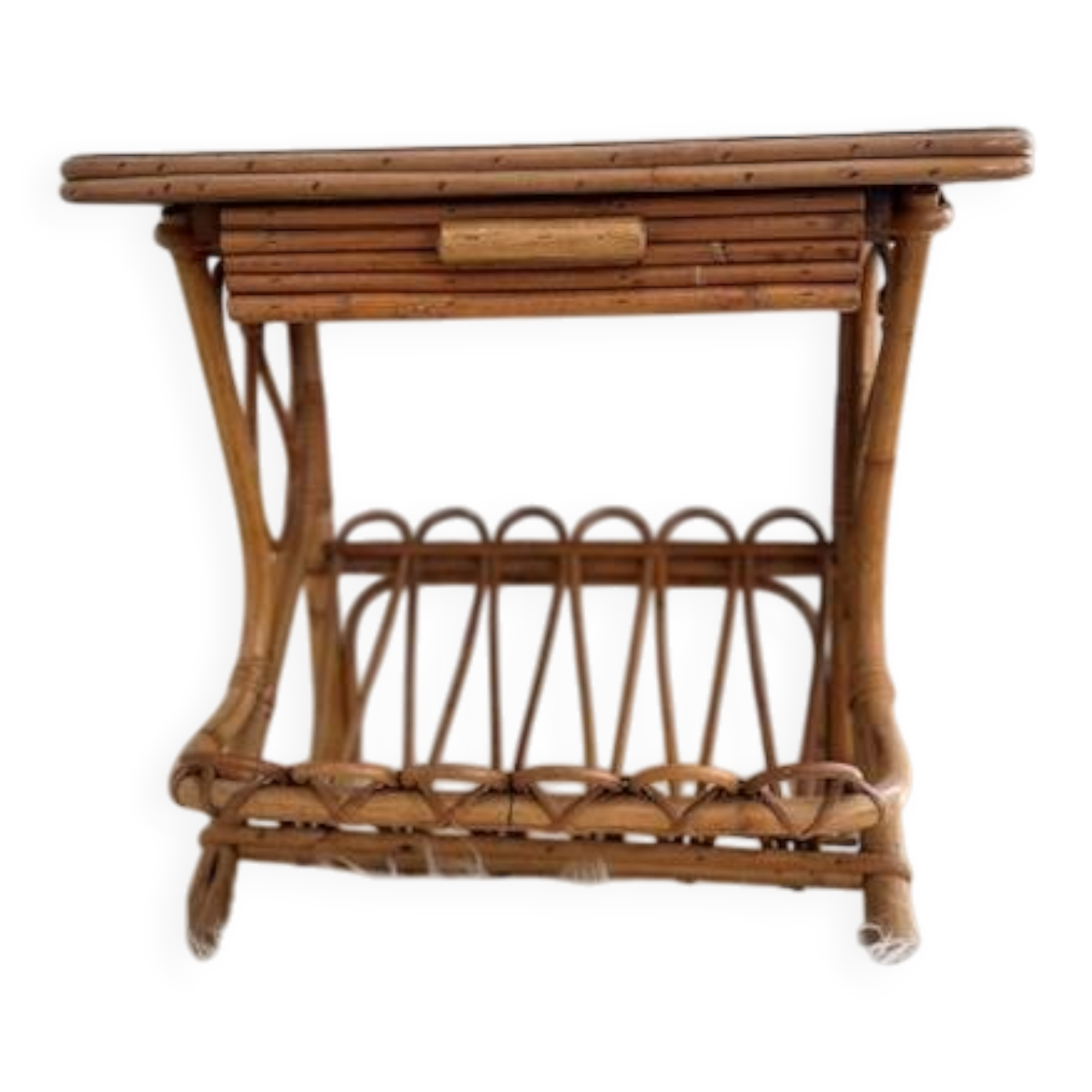 vintage rattan bedside table