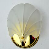 Shell wall lamp, opaque glass, italy, 1980