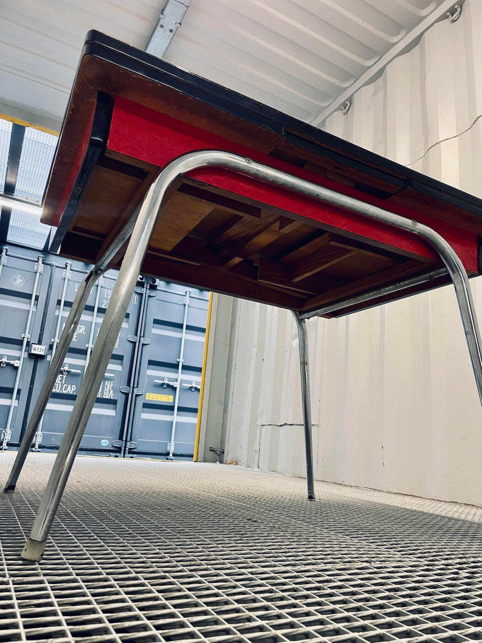 Vintage red formica table from the 60s with extensions