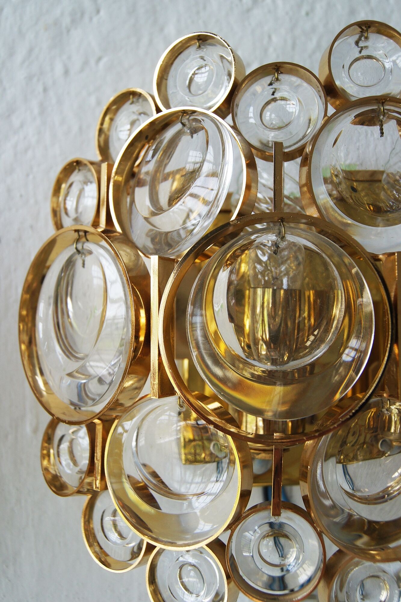 Brass and crystal glass wall lamps from Palwa