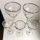 Set of 5 wine glasses in engraved crystal and silver edging 50s