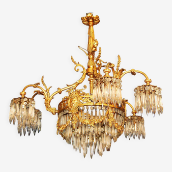 Gilded bronze chandelier and tassels late nineteenth century
