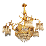 Lustre en bronze doré et pampilles fin XIXe siècle