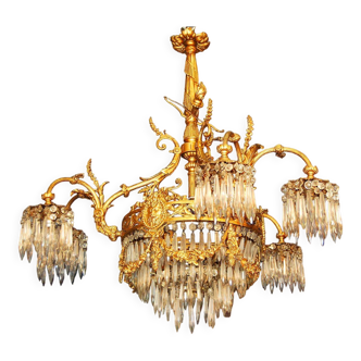 Gilded bronze chandelier and tassels late nineteenth century