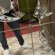 Art Deco style Venetian mirror in chiseled and engraved glass circa 1940
