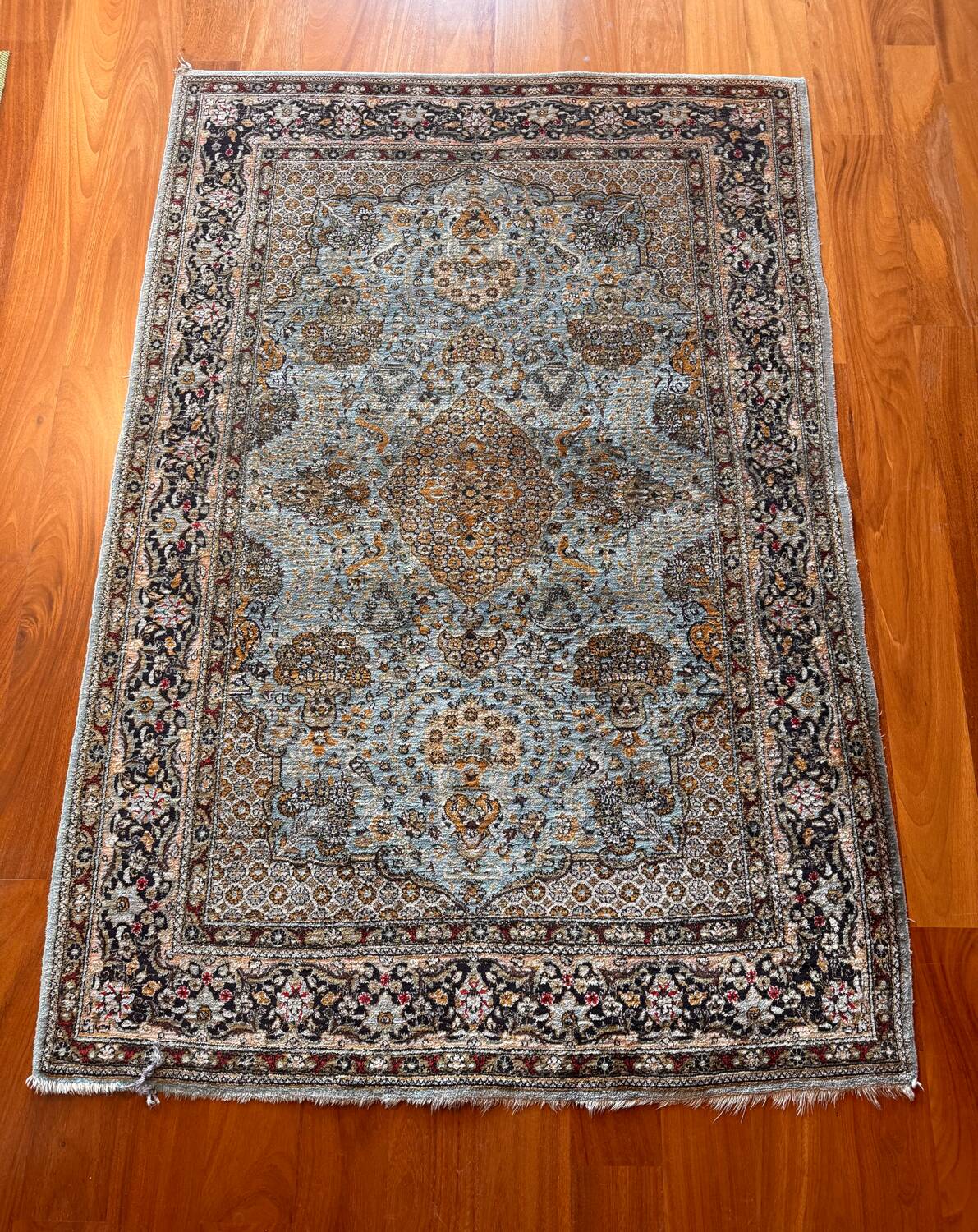 Antique Ghoum carpet from Iran in silk.