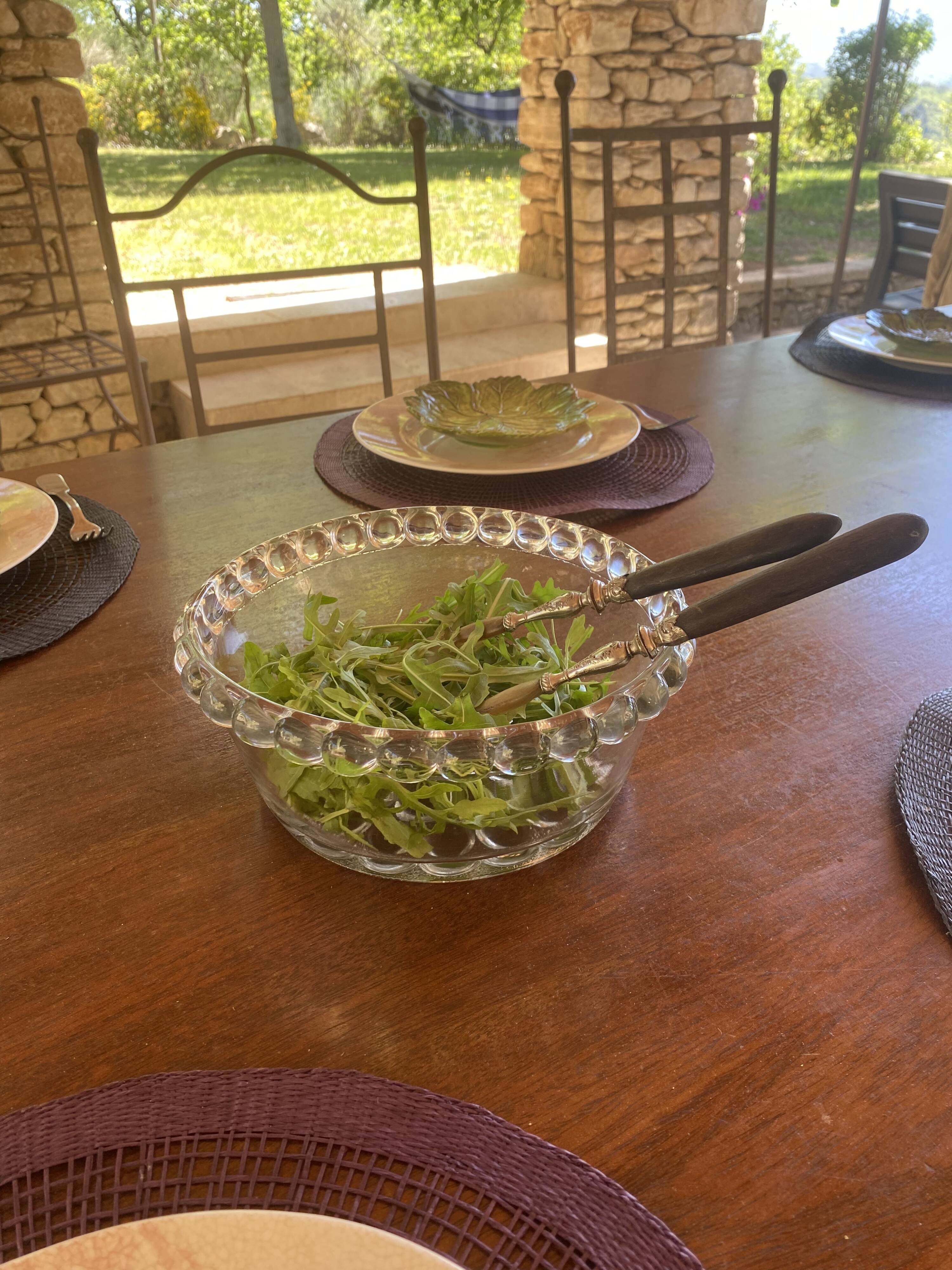 Moulded glass salad bowl