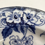 Round dish Creil Montereau white and blue bindweed