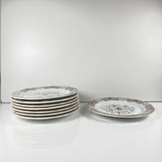 Set of 8 flat plates Gien model Rouen Sainfoin, 1990