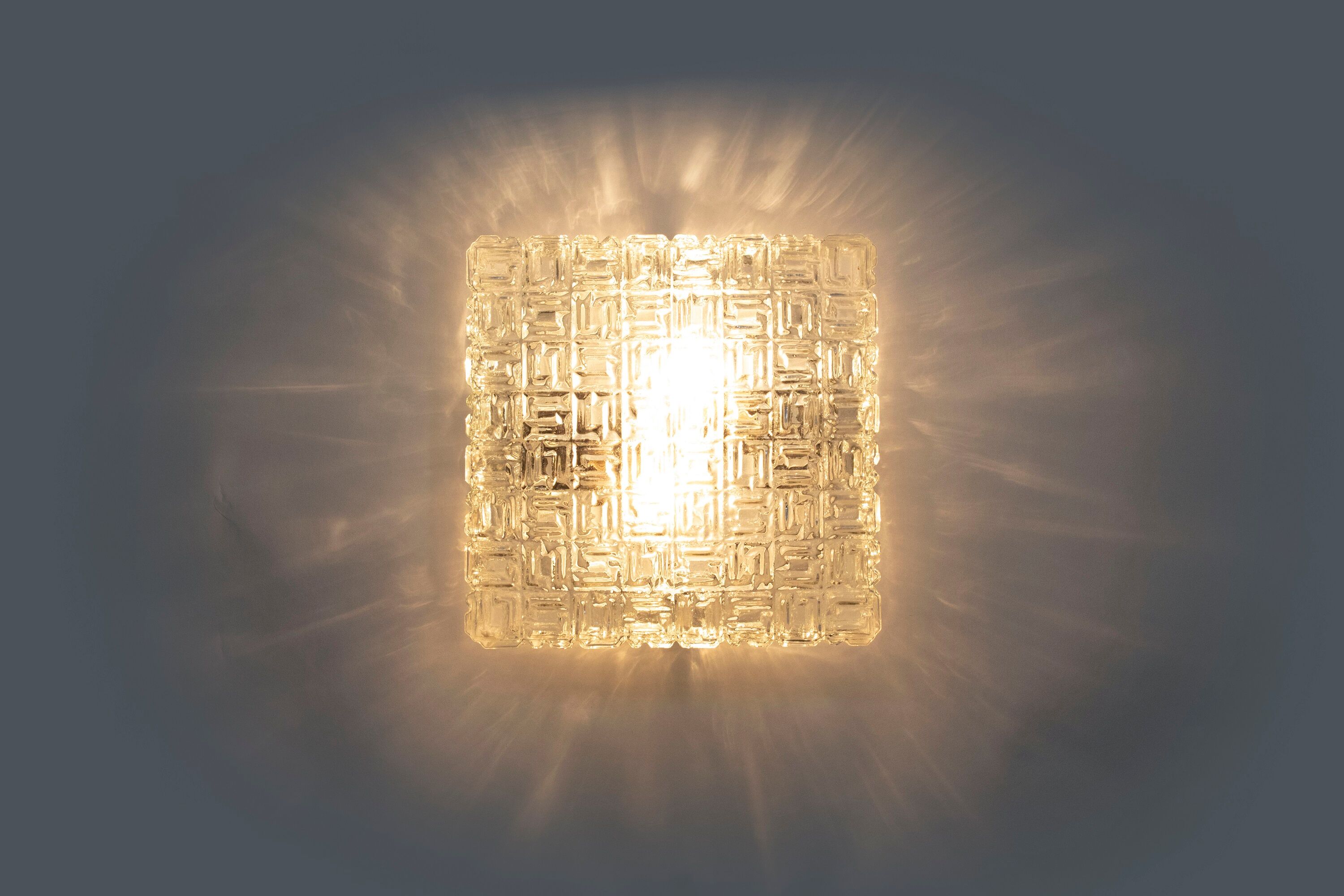 Square Flush Mount by Osvetlovaci Sklo Valasske Mezirici, 1960s