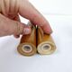 Set of 4 egg cups, salt shakers, pepper shakers and vintage wood and ceramic timer
