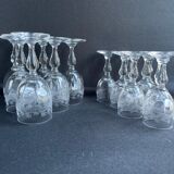 14 Meisenthal blown and engraved digestive glasses