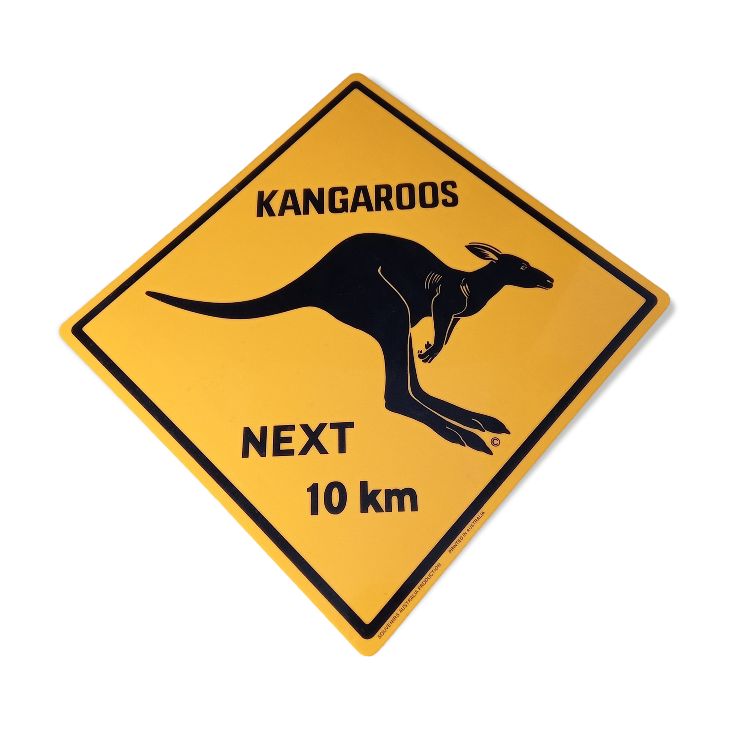 Australian style road sign - Kangaroos Next 10 Km