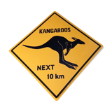 Australian style road sign - Kangaroos Next 10 Km