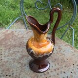 Carafe with handle, jug, vase in Vallauris style enamelled ceramic