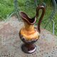 Carafe with handle, jug, vase in Vallauris style enamelled ceramic